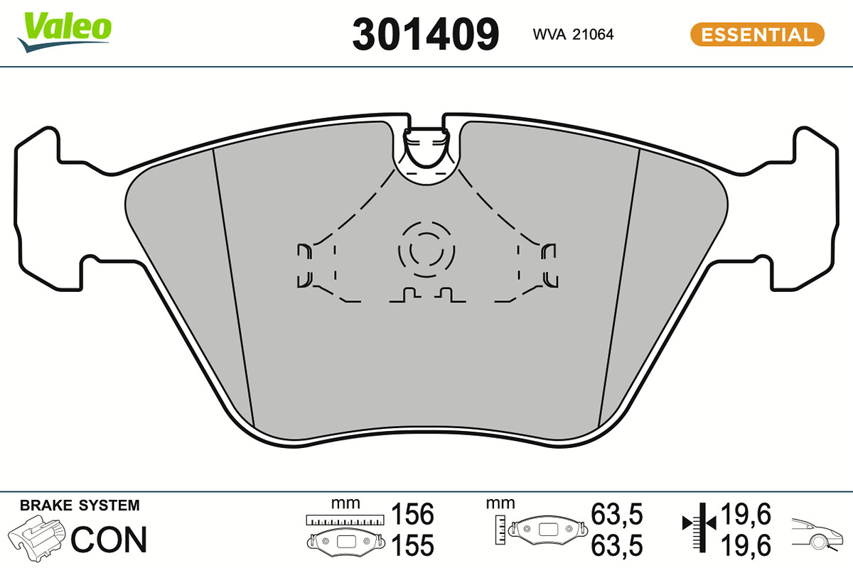 Jeu de 4 plaquettes de frein VALEO ref. 301409